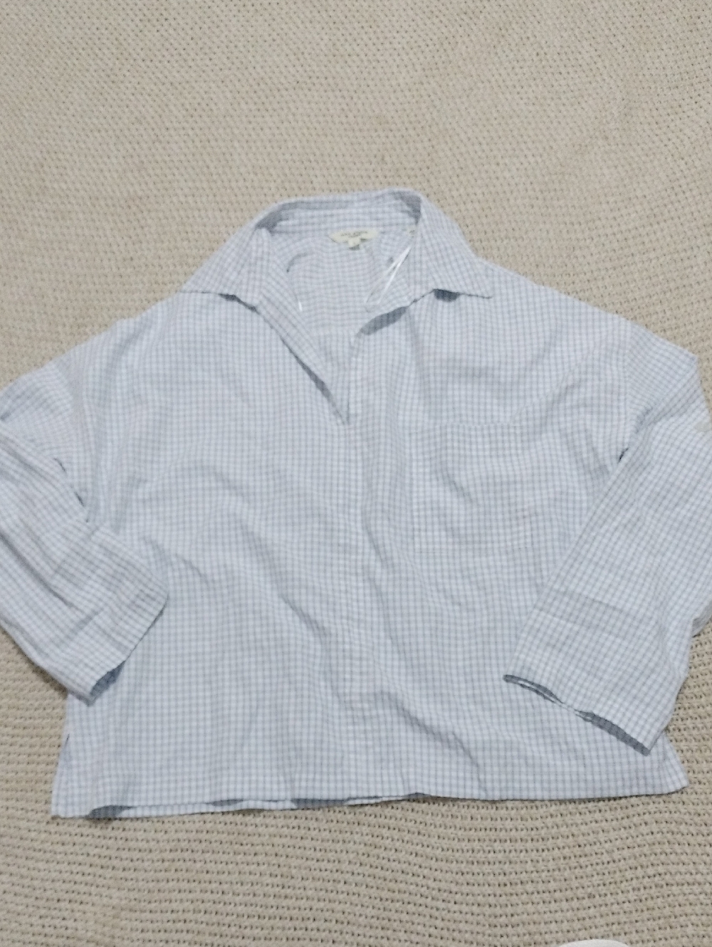Max Studio Light Blue & White Plaid Button-Up Shirt